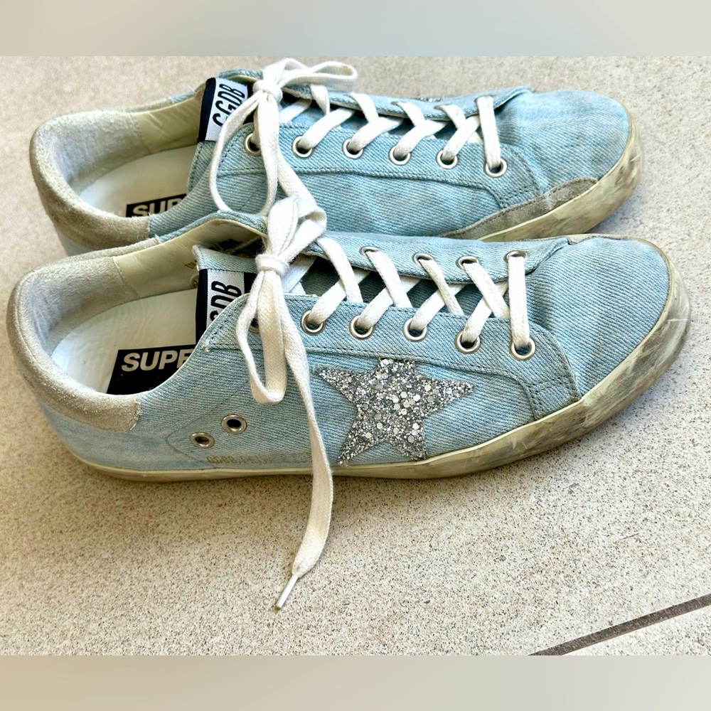 AUTHENTIC GOLDEN GOOSE SUPERSTAR DENIM LOW-TOP SNEAKERS SIZE 39